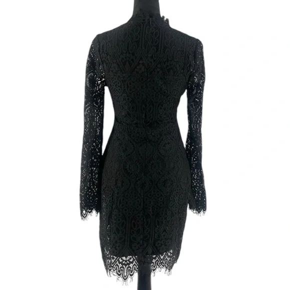 Lulus black lace cutout long sleeve mini dress, mock neck, medium, NWT - Picture 9 of 9